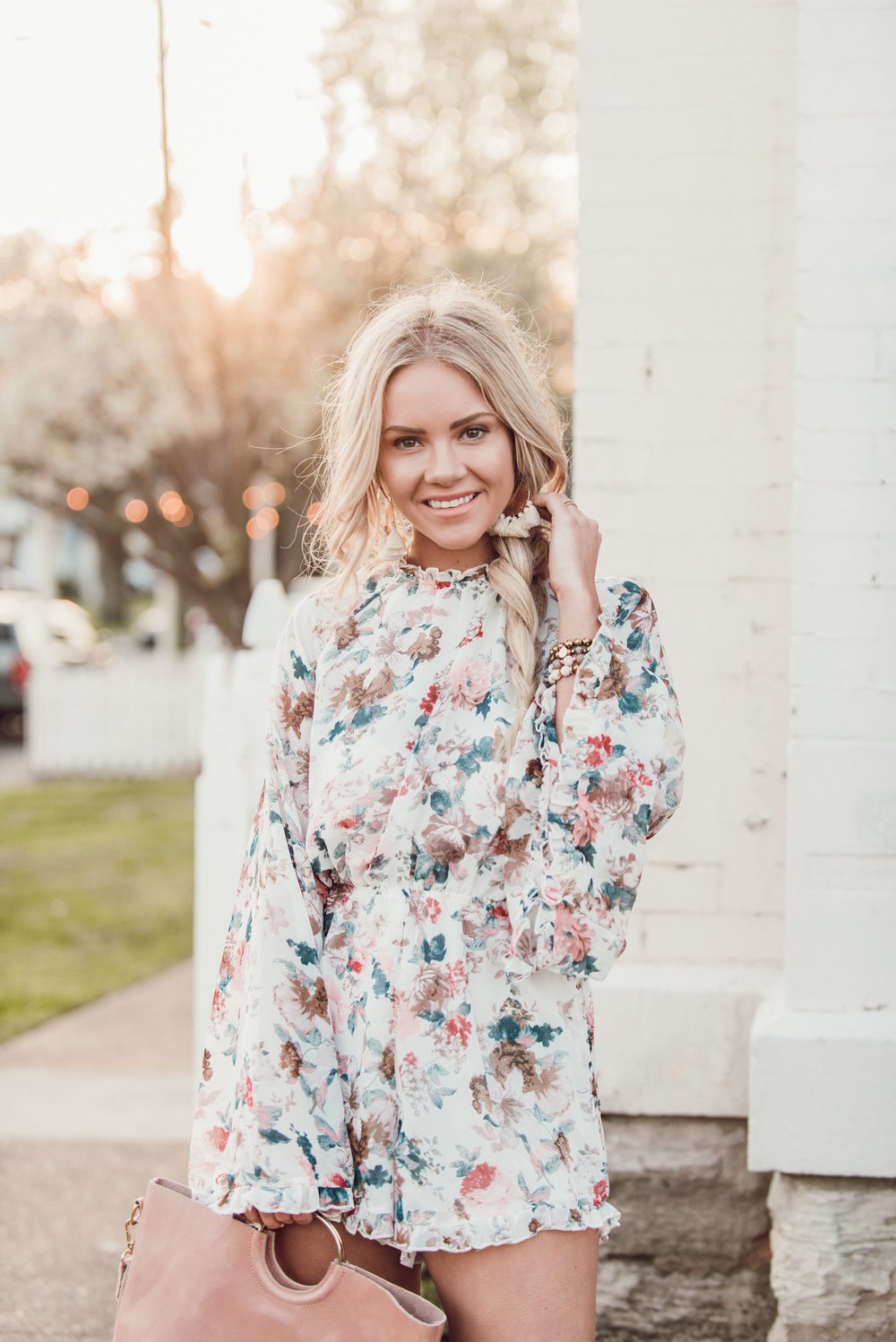 BELL SLEEVE FLORAL ROMPER + TIPS FOR WORKING WITH YOUR SPOUSE – Hunter ...