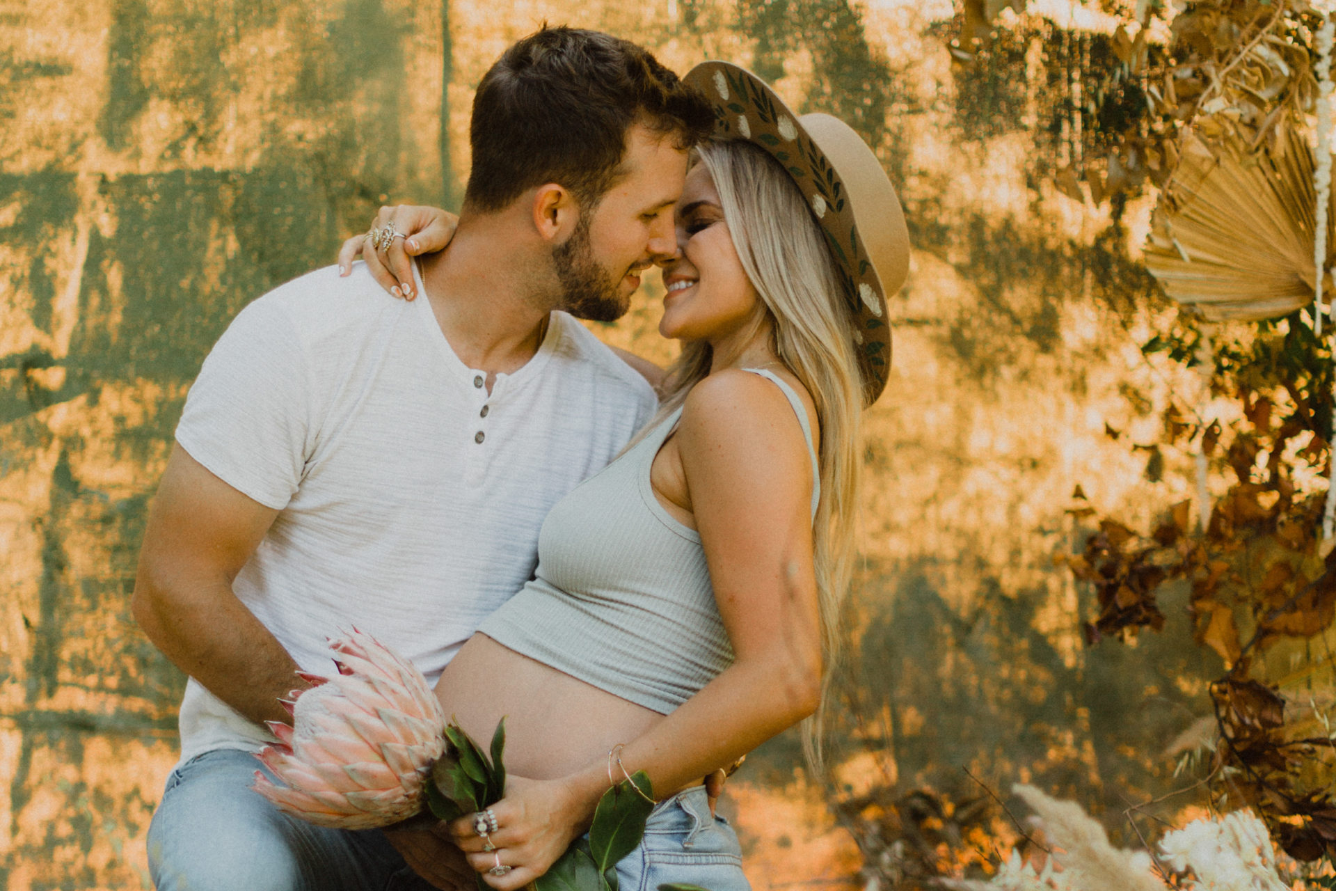 his and hers outdoor boho maternity shoot