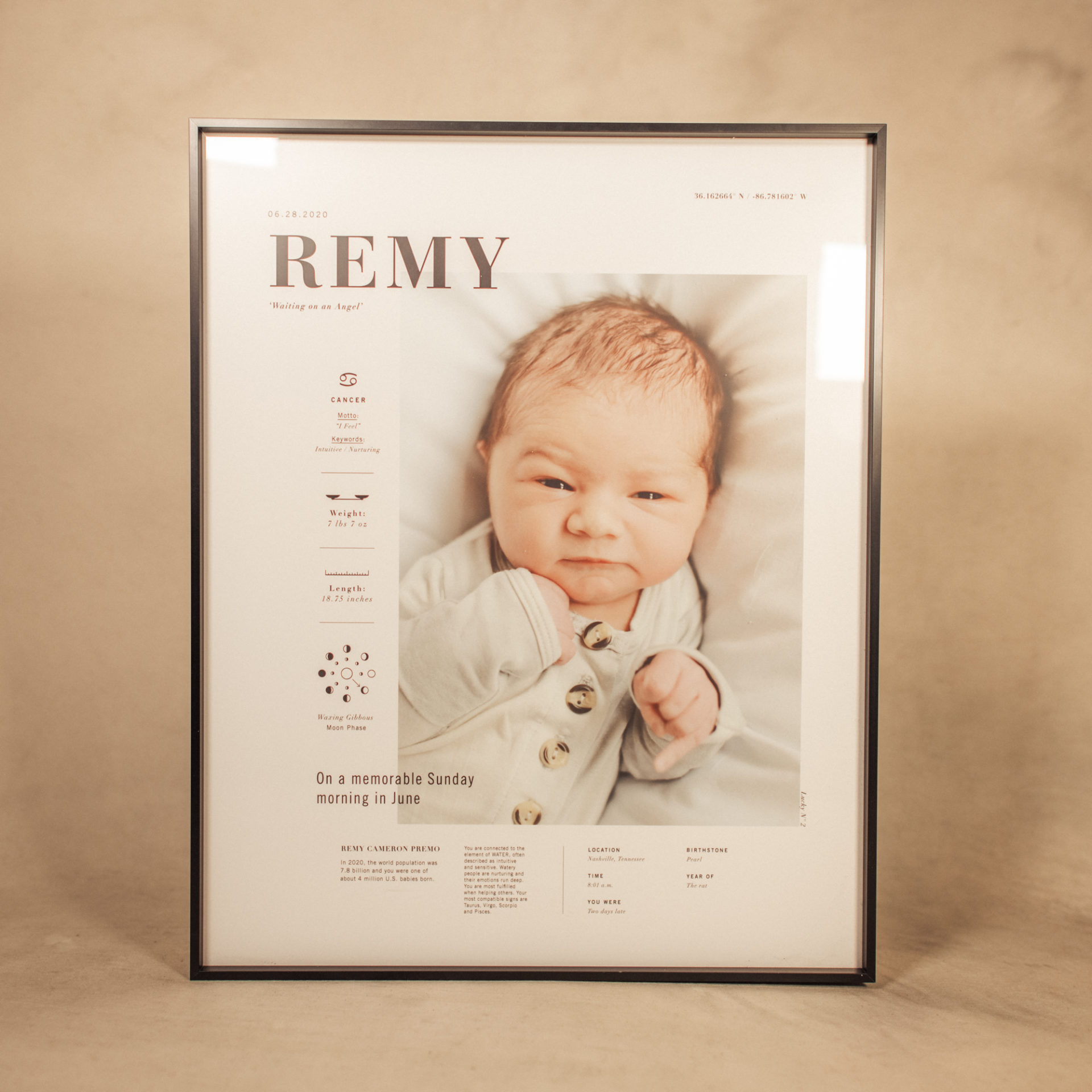custom baby print with birth details